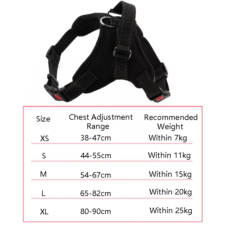 K9 Dog Adjustable Chest Strap, Size: L(Breathable Black) - B5