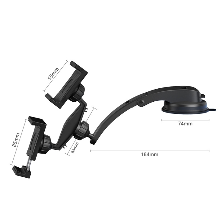 HLT212 Suction Cup Type Double Chuck Folding Car Phone Holder(Wide Head Double Clamp) - B2