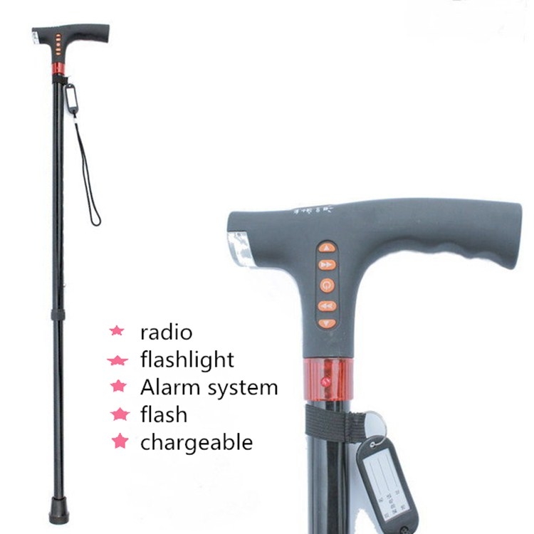 Tenspeed Adjustable Cane With Light And Radio Alarm For The Elderly