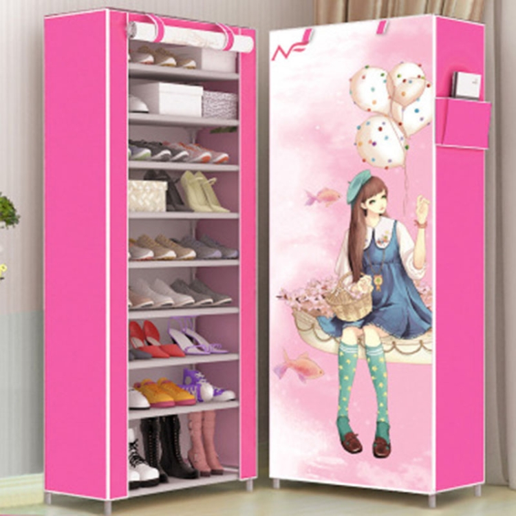 Sunsky 3d Cartoon Pattern Shoe Cabinet Non Woven Cloth Shoe Shelf Space Saver Shoe Rack Organizer Size 60x30x160cm Dream Girl