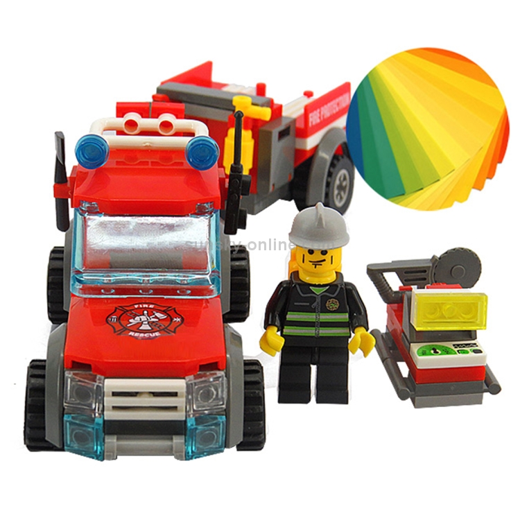 Building block fire series 8055 puzzle assembled toy fire truck