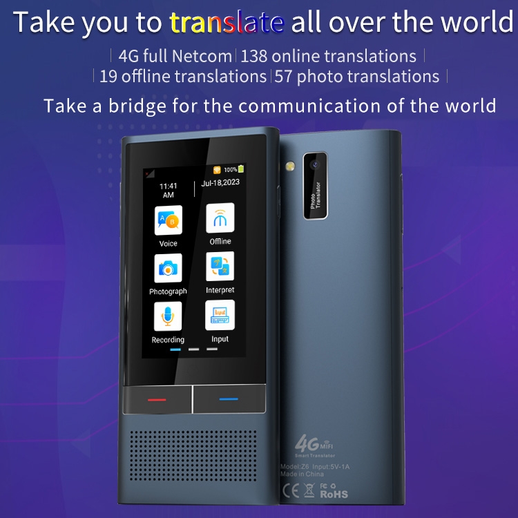 Gray Boeleo W1 Pro 3 inch LCD/IPS 4G WiFi ROM 8G 77 Languages Translator