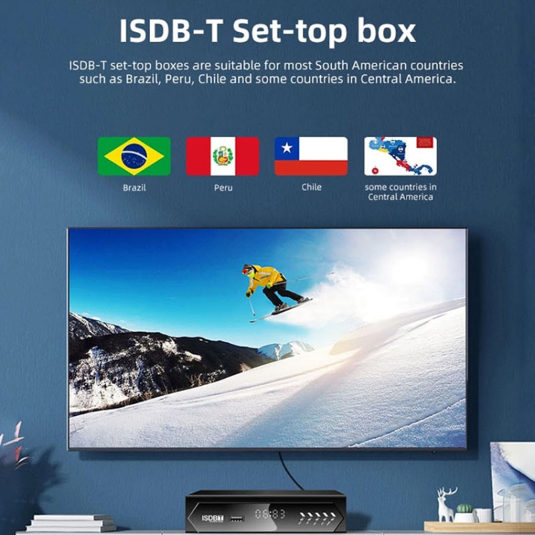 ISDB-T Satellite TV Receiver Set Top Box with Remote Control, For South America, Philippine(EU Plug) - B3