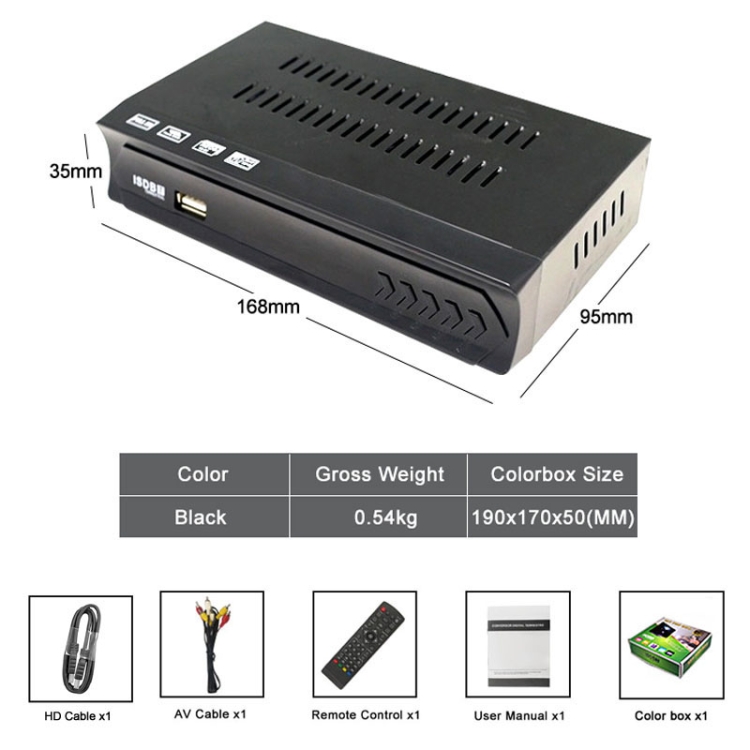 ISDB-T Satellite TV Receiver Set Top Box with Remote Control, For South America, Philippine(EU Plug) - B6