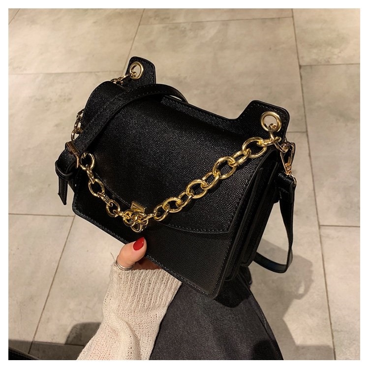 black chain side bag