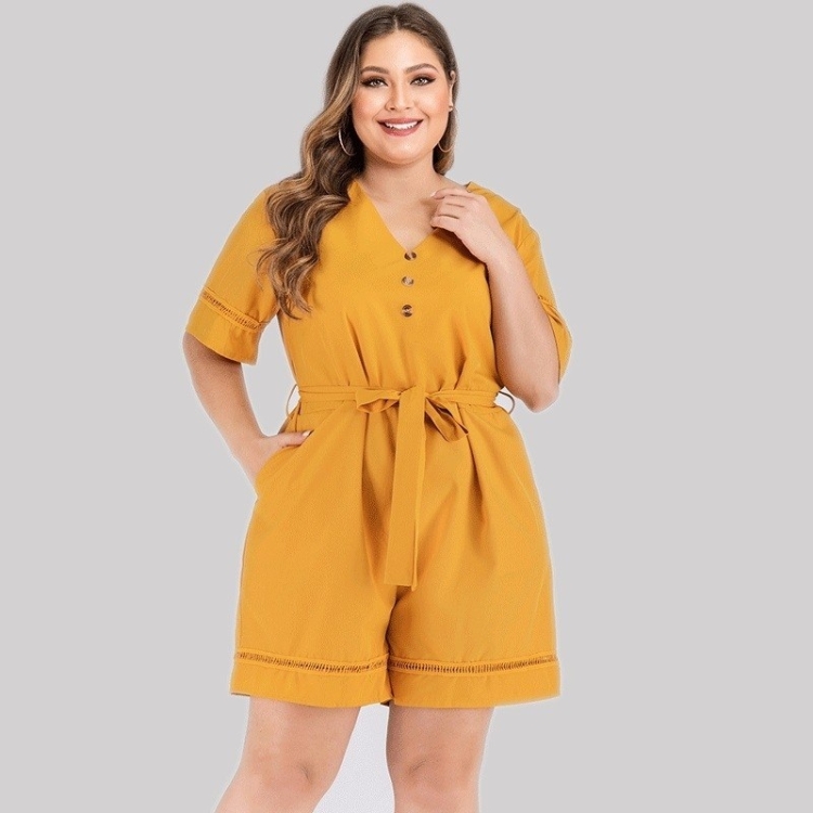 yellow plus size jumpsuit