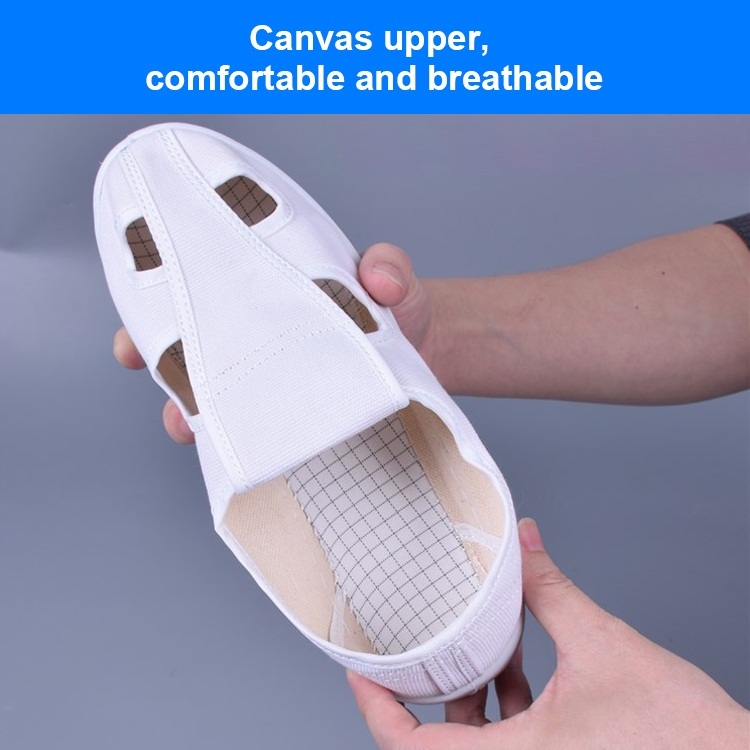 Breathable Canvas Dust-free Anti-static PVC Sole Shoes (Color:White ...