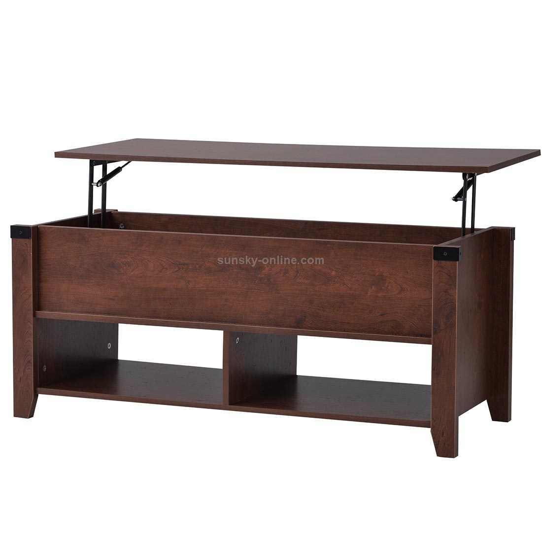 Sunsky Us Warehouse Multipurpose Coffee Table Open Shelf Storage Lifting Table With Drawers Size 110x46x47cm Cherry