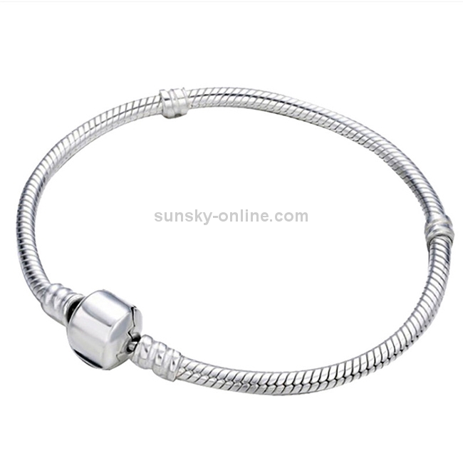Sunsky 17 21cm Silver Snake Chain Link Bracelet Fit European Charm Pandora Bracelet Length 20cm Silver Plated