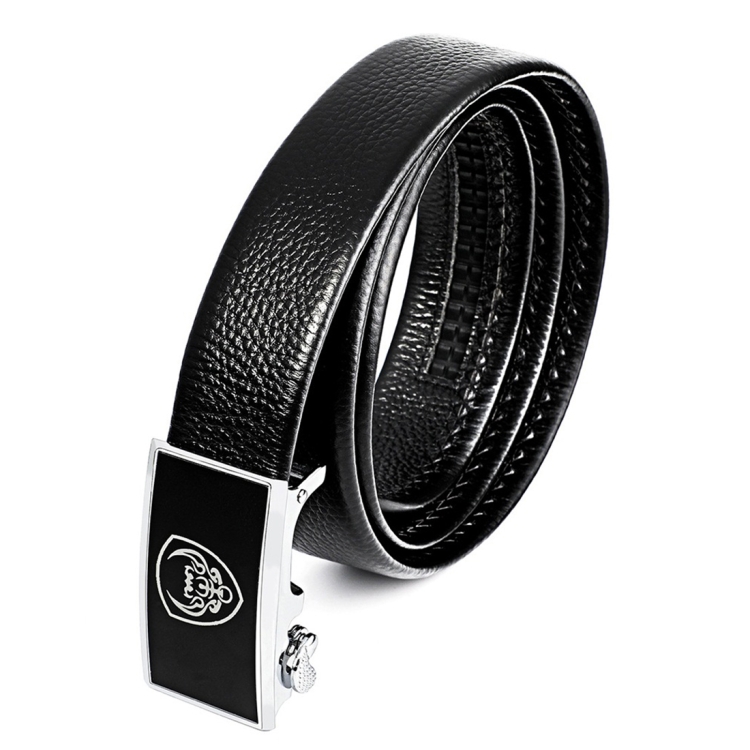 

Men Casual Genuine Leather Belt Waistband with Buckle Head, Length: 110cm (Black)