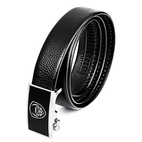 

Men Casual Genuine Leather Belt Waistband with Buckle Head, Length: 130cm (Black)