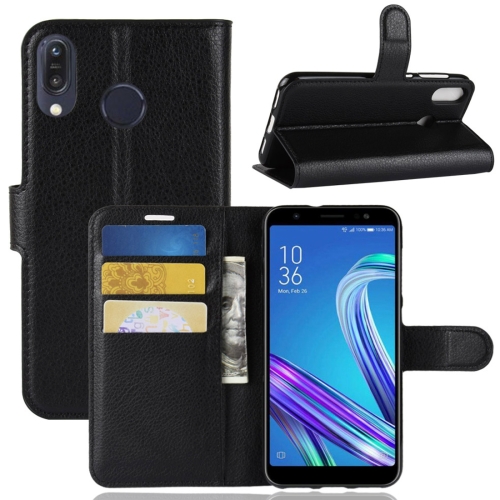 

For Asus Zenfone Max (M1) ZB555KL Litchi Texture Horizontal Flip Leather Case with Wallet & Holder & Card Slots(Black)