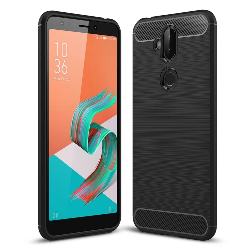 

For Asus Zenfone 5 Lite ZC600KL Brushed Texture Carbon Fiber Shockproof TPU Protective Back Case (Black)