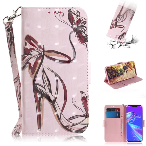 

3D Colored Drawing Butterfly High-heeled Shoes Pattern Horizontal Flip Leather Case for Asus Zenfone Max (M2) ZB633KL, with Holder & Card Slots & Wallet
