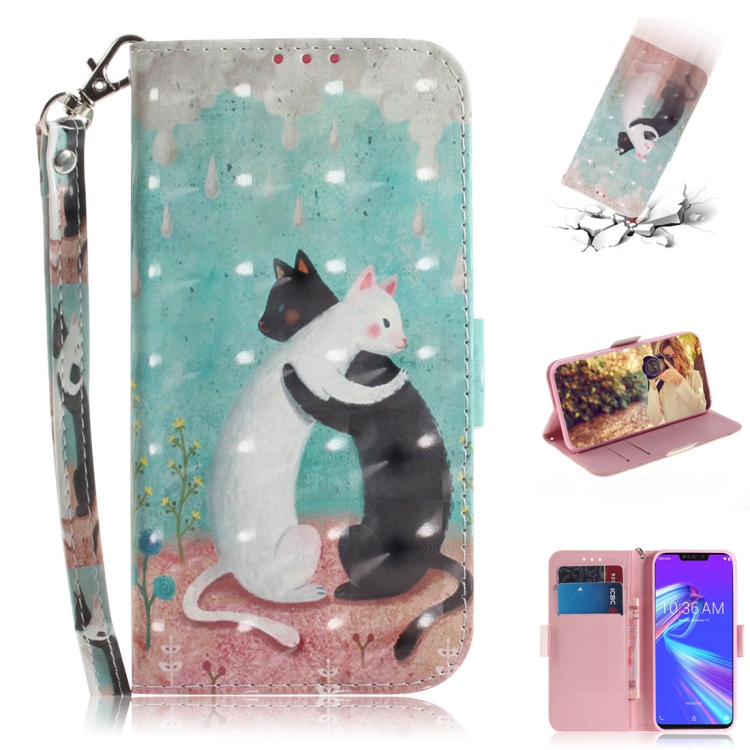 

3D Colored Drawing Cats Pattern Horizontal Flip Leather Case for Asus Zenfone Max (M2) ZB633KL, with Holder & Card Slots & Wallet