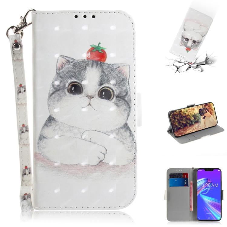 

3D Colored Drawing Cute Cat Pattern Horizontal Flip Leather Case for Asus Zenfone Max (M2) ZB633KL, with Holder & Card Slots & Wallet