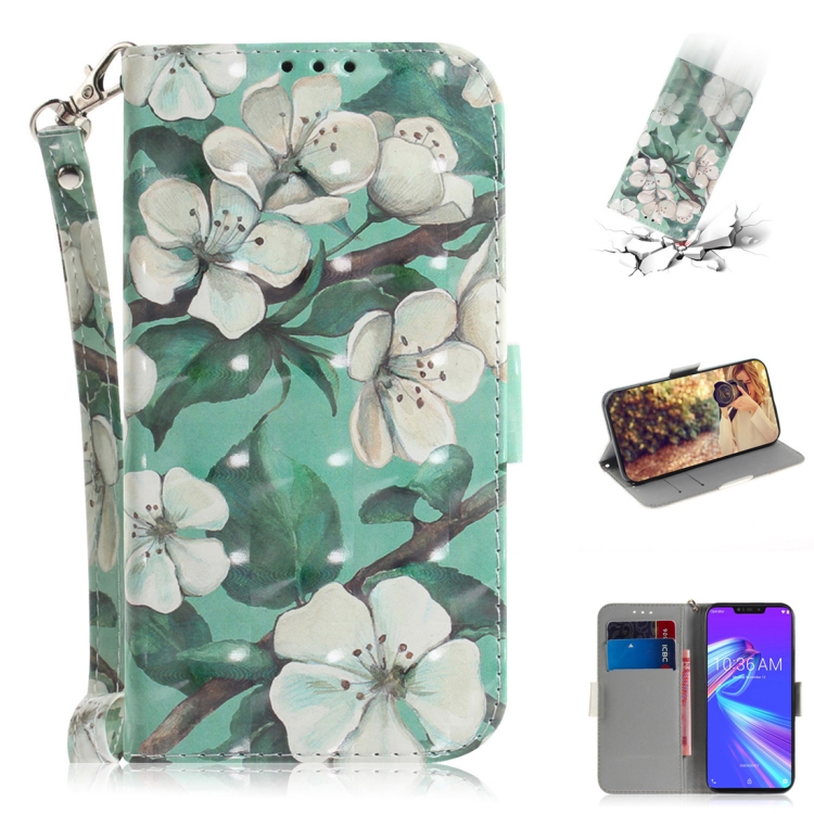 

3D Colored Drawing Watercolor Flower Pattern Horizontal Flip Leather Case for Asus Zenfone Max (M2) ZB633KL, with Holder & Card Slots & Wallet