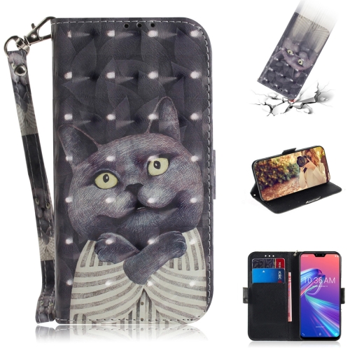 

3D Colored Drawing Hug Cat Pattern Horizontal Flip Leather Case for Asus Zenfone Max Pro (M2) ZB631KL, with Holder & Card Slots & Wallet