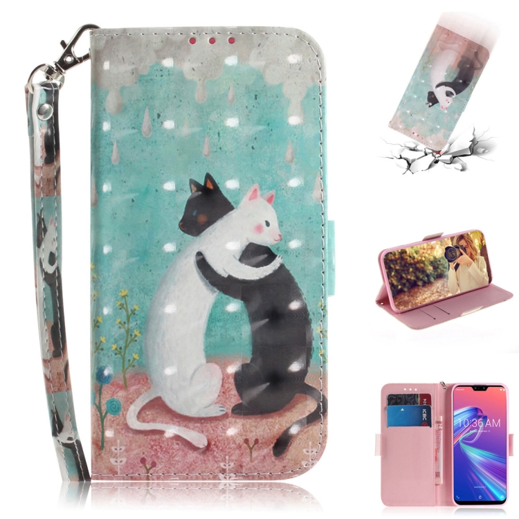 

3D Colored Drawing Cats Pattern Horizontal Flip Leather Case for Asus Zenfone Max Pro (M2) ZB631KL, with Holder & Card Slots & Wallet