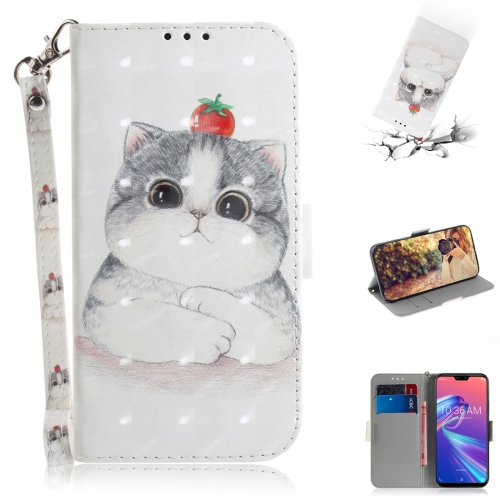 

3D Colored Drawing Cute Cat Pattern Horizontal Flip Leather Case for Asus Zenfone Max Pro (M2) ZB631KL, with Holder & Card Slots & Wallet