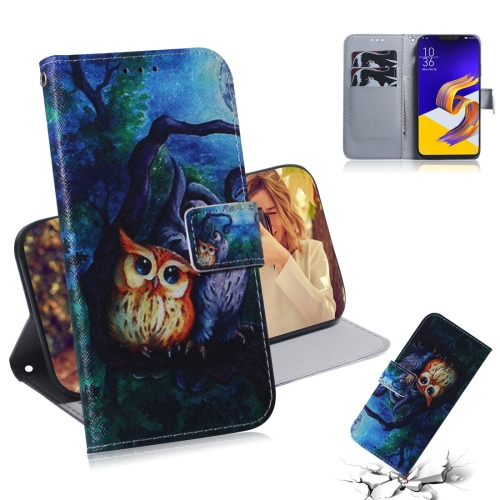 

Oil Painting Owl Pattern Coloured Drawing Horizontal Flip Leather Case for Asus Zenfone 5z ZS620KL / Zenfone 5 ZE620KL, with Holder & Card Slots & Wallet
