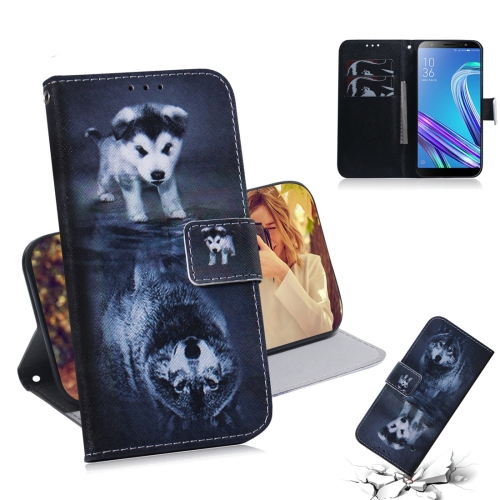 

Wolf and Dog Pattern Coloured Drawing Horizontal Flip Leather Case for Asus Zenfone Max (M1) ZB555KL, with Holder & Card Slots & Wallet