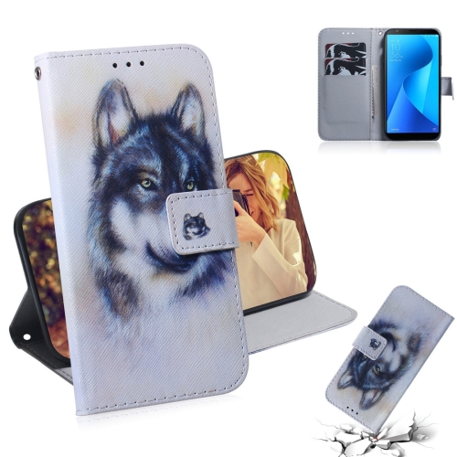 

White Wolf Pattern Coloured Drawing Horizontal Flip Leather Case for Asus Zenfone Max Plus (M1) ZB570TL, with Holder & Card Slots & Wallet