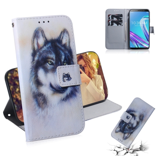 

White Wolf Pattern Coloured Drawing Horizontal Flip Leather Case for Asus Zenfone Max Pro (M1) ZB601KL, with Holder & Card Slots & Wallet