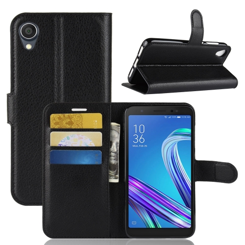 

Litchi Texture Horizontal Flip Leather Case for Asus ZenFone Live (L1) ZA550KL, with Wallet & Holder & Card Slots (Black)