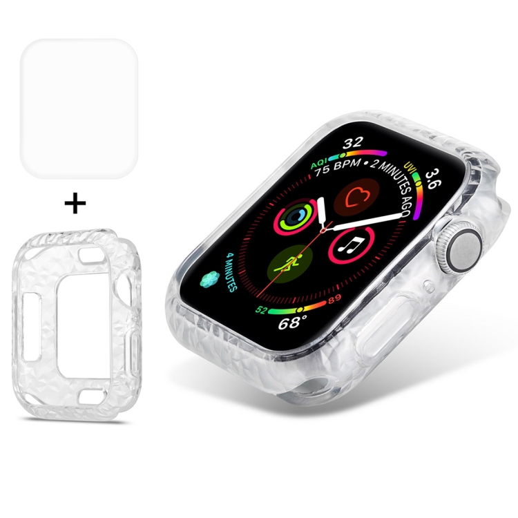 

ENKAY Hat-Prince 2 in 1 Diamond Texture TPU Semi-clad Protective Shell + 3D Full Screen PET Curved Heat Bending HD Screen Protector for Apple Watch Series 4 40mm
