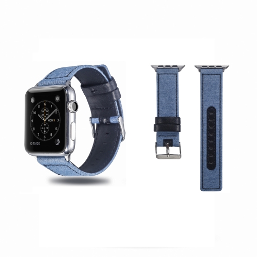 

Cloth+Top-grain Leather Wrist Watch Band for Apple Watch Series 4 & 3 & 2 & 1 38&40mm