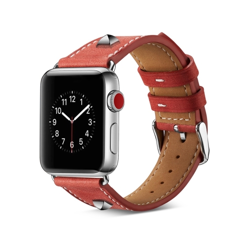 

Genuine Leather Rivet Watch Strap for Apple Watch Series 5 & 4 & 3 & 2 & 1 42mm & 44mm(Red)