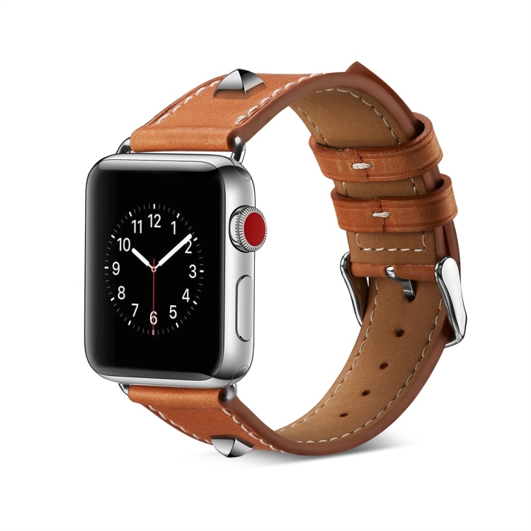 

Genuine Leather Rivet Watch Strap for Apple Watch Series 4 & 3 & 2 & 1 42mm & 44mm (Brown)