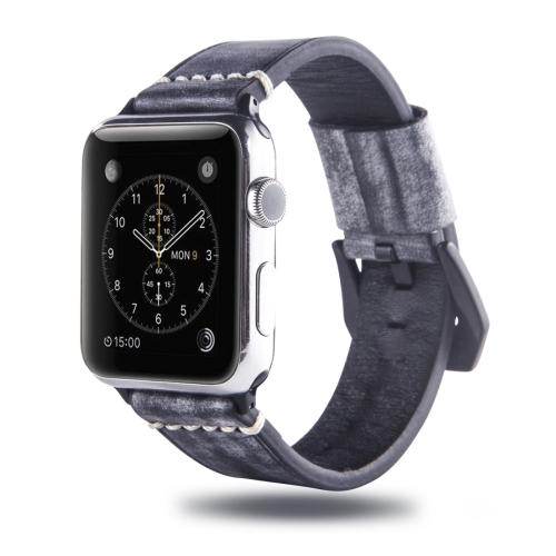 

White Fog Wax Texture Top-grain Leather Strap for Apple Watch Series 4 40mm & Series 3 & 2 & 1 38mm (Black)