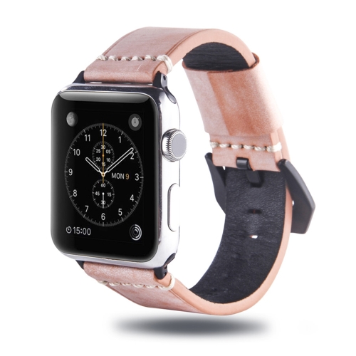 

White Fog Wax Texture Top-grain Leather Strap for Apple Watch Series 5 & 4 40mm / 3 & 2 & 1 38mm(Orange)
