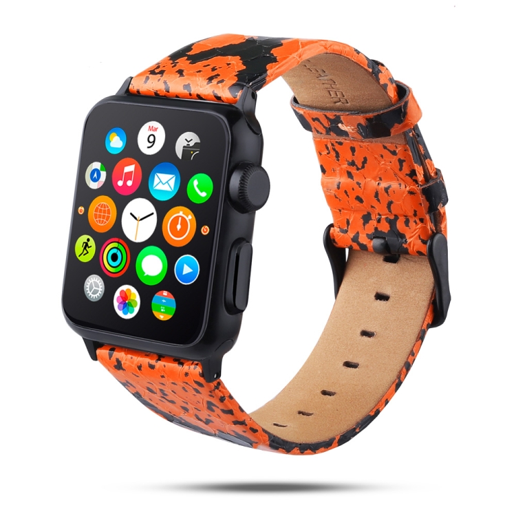 

Snake Skin Texture Top-grain Leather Strap for Apple Watch Series 4 40mm & Series 3 & 2 & 1 38mm (Orange)