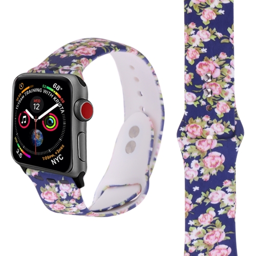 

Silicone Printing Strap for Apple Watch Series 5 & 4 40mm (Pink Flower Pattern)