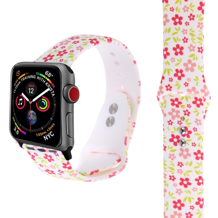 

Silicone Printing Strap for Apple Watch Series 5 & 4 40mm (Colored Flower Pattern)