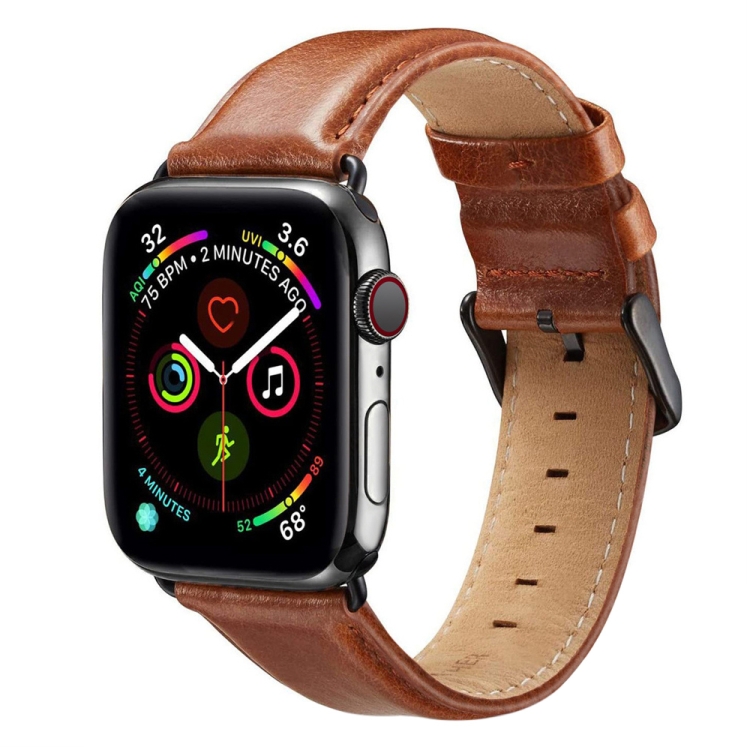 

Black Buckle Leather Strap For Apple Watch Series 7 41mm / 6 & SE & 5 & 4 40mm / 3 & 2 & 1 38mm(Brown)