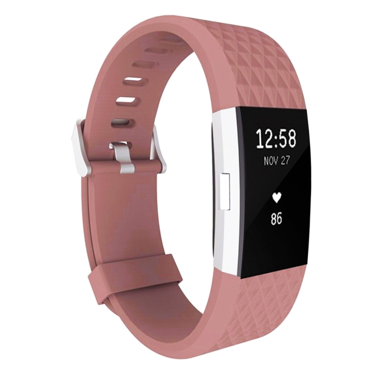 

For Fitbit Charger 2 Bracelet Watch Diamond Texture TPU Watchband, Full Length: 23cm(Coffee)