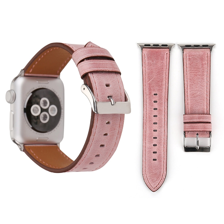 

For Apple Watch Series 3 & 2 & 1 42mm Fresh Style Wrist Watch Genuine Leather Band (Pink)