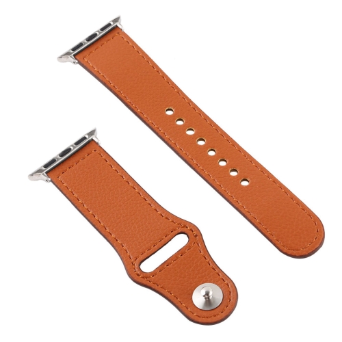 

For Apple Watch Series 5 & 4 44mm / 3 & 2 & 1 42mm Color-blocking Leather Watchband (Brown)