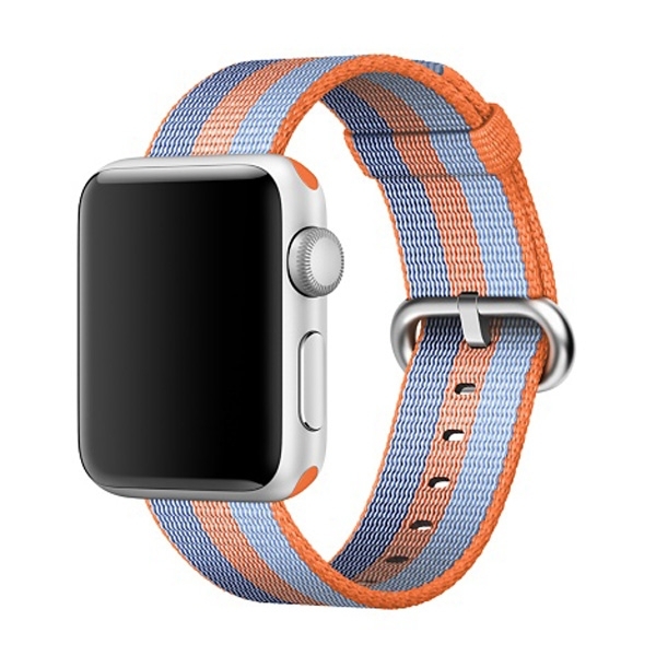 

For Apple Watch 42mm Stripe Woven Nylon Watchband(Orange)