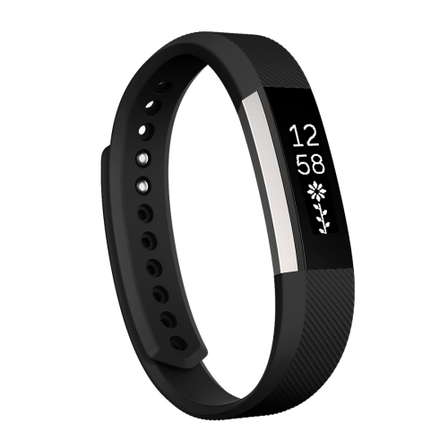 

For Fitbit Alta Watch Oblique Texture Silicone Watchband, Small Size, Length: about 18.5cm(Black)