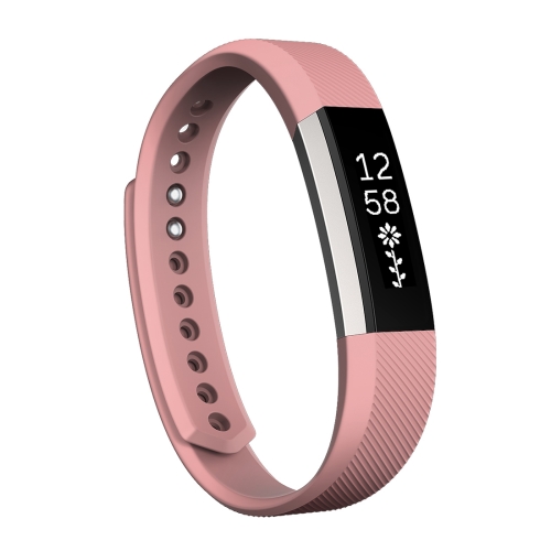 

For Fitbit Alta Watch Oblique Texture Silicone Watchband, Small Size, Length: about 18.5cm(Pink)