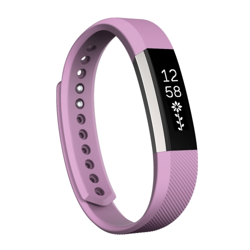 

For Fitbit Alta Watch Oblique Texture Silicone Watchband, Small Size, Length: about 18.5cm (Light Purple)