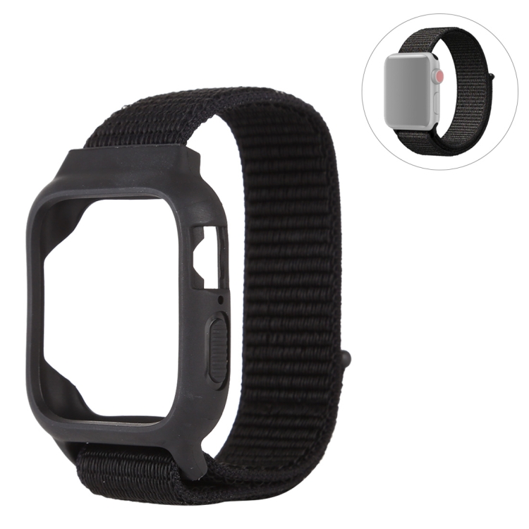 

For Apple Watch Series 5 & 4 40mm / 3 & 2 & 1 38mm Nylon Watchband with Hook and Loop Fastener (Black)