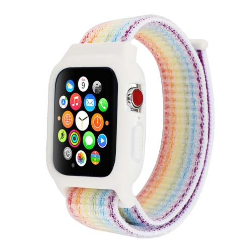 

For Apple Watch Series 5 & 4 44mm / 3 & 2 & 1 42mm Nylon Watchband with Hook and Loop Fastener (White)