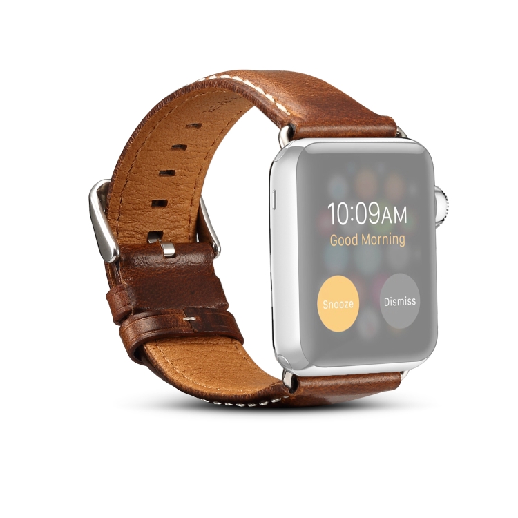 

Denior Oil Wax Retro Watch Leather Strap for Apple Watch Series 5 & 4 44mm / 3 & 2 & 1 42mm (Brown)