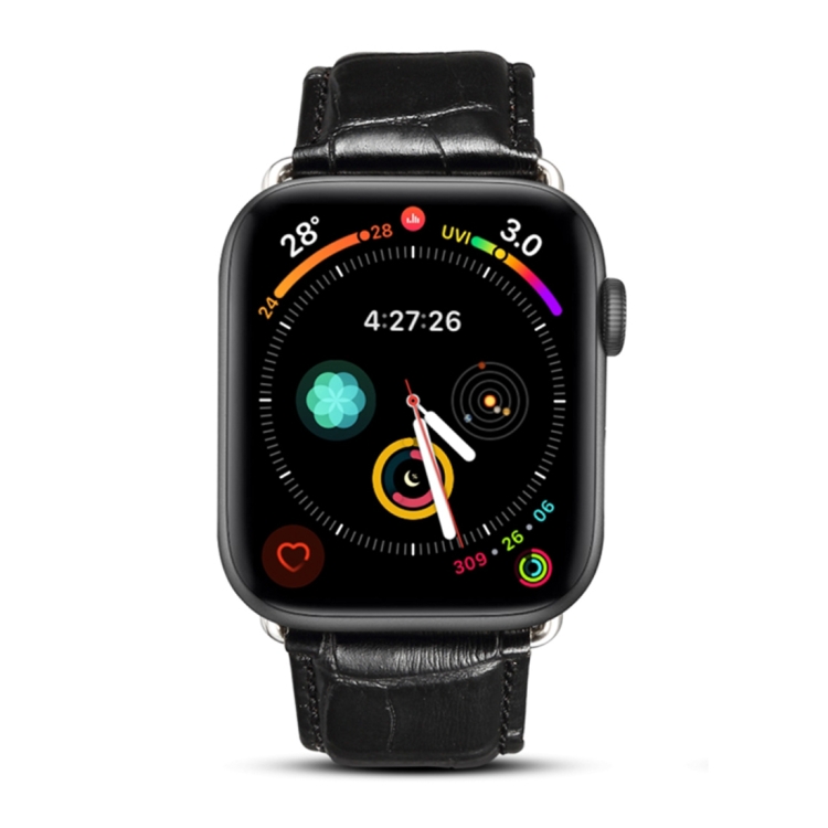 

Denior Crocodile Grain Watch Cowhide Leather Strap for Apple Watch Series 5 & 4 40mm / 3 & 2 & 1 38mm (Black)
